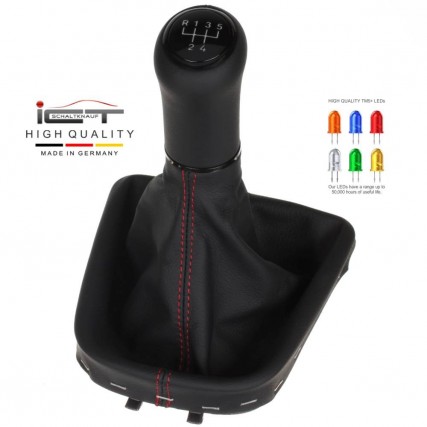 ict Schaltknauf mit rote Naht VW UP Seat Mii Skoda Citigo