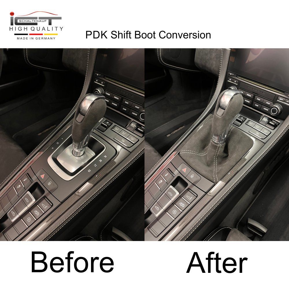 Porsche PDK Boxster Cayman Spyder manopla de câmbio Alcantara couro coifa