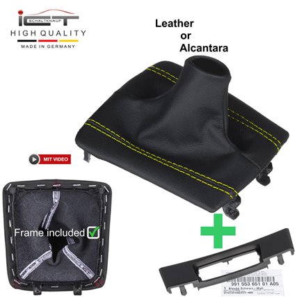 Porsche PDK GT3 Style Boxster Cayman Spyder 718 911 991 981 982 shift gear knob boot gaiter cover Alcantara leather