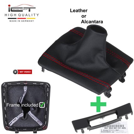 Porsche PDK GT3 Style Boxster Cayman Spyder 718 911 991 981 982 Schaltknauf Schaltsack leder schaltmanschette mit rahmen