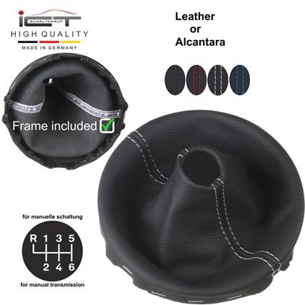 VW Bus T5 (2003–2015) Transporter Caravelle Multivan California manopla de câmbio de couro coifa com moldura de montagem