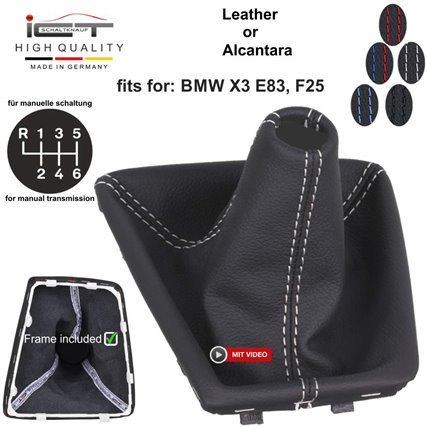 BMW X Series X3 E83 F25 (2004-2017) pomello del cambio Alcantara pelle cuffia BMW X Series X3 E83 F25 (2004-2017) pomello del cambio Alcantara pelle cuffia