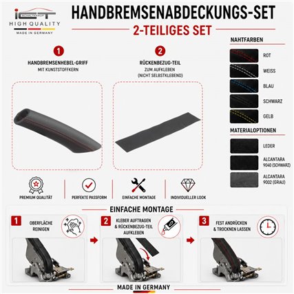 Kit Ricambio Copertura Freno a Mano Pelle Alcantara® per Porsche 911 997 Boxster Cayman 987 GT3 Carrera 4S