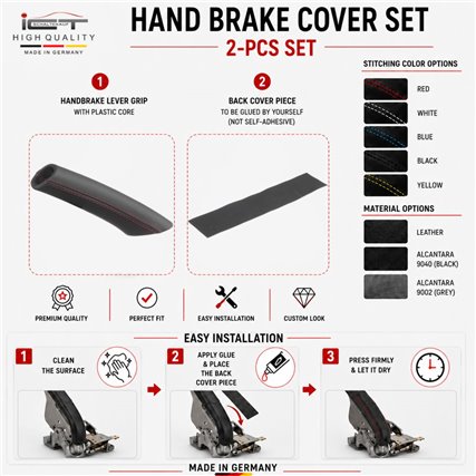 Lieferumfang Ersatz Handbremshebel Bezug Leder Alcantara® für Porsche 911 997 Boxster Cayman 987 GT3 Carrera 4S