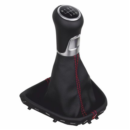 ict pomello del cambio con cuciture rosse VW Caddy Typ 2K 2C